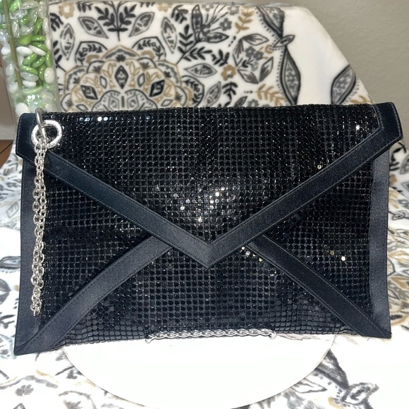 BCBGMaxAzria Shiny Sequin Envelope Clutch, Silvertone Hardware - Picture 1 of 13